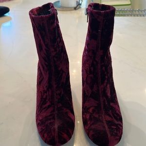 Velvet burgundy boots